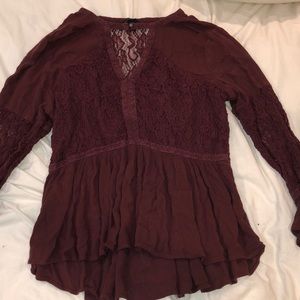 Maroon long sleeve top